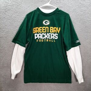 Green Bay Packers Shirt Adult Small Green White NFL Football NFC North Reebok